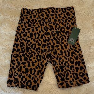 Leopard Print Biker Shorts - Black & Brown